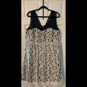 Black and white lace midi dress